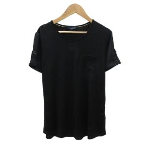 Tシャツ カットソー 1 黒 ブラック ラウンドネック 半袖 ロールアップスリーブ /YS22 ECE003