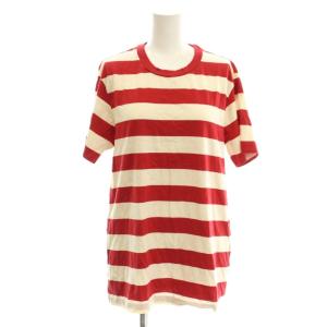 Tシャツ カットソー 46 赤 レッド 白 ホワイト ストライプ柄 ラウンドネック 半袖 /LP ECE003