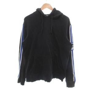 美品 パーカー プルオーバー サイドライン ロゴ パッチ XL 黒 ブラック /SJ ECE003