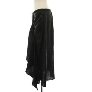 COMME des GARCONS スカート ウール ロング ヴィンテージ 黒 チャコールグレー ミディ丈 ドレープデザイン 無地 FS-070020
