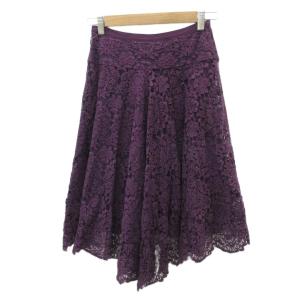 EPOCA フレアスカート ミモレ丈 38 M 紫 総レース アシンメトリーヘム /SY68 ECE003