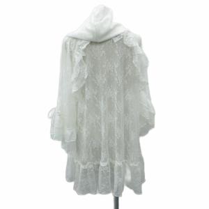 axes femme ジャケット パーカー 上着 ロング丈 F 白 総レース 七分袖 フリル シースルー /SY20 ECE003