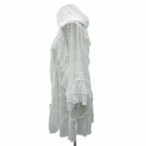 axes femme ジャケット パーカー 上着 ロング丈 F 白 総レース 七分袖 フリル シースルー /SY20 ECE003