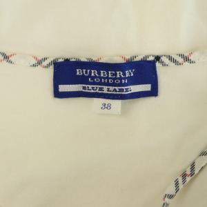 BURBERRY BLUE LABEL 七分袖カットソー チェック ロゴ刺繍 リボン 38 ホワイト /MY OS ECE003