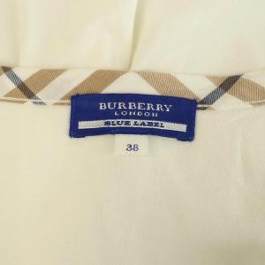 BURBERRY BLUE LABEL 切替カットソー 半袖 フレア チェック 38 ホワイト /MY OS ECE003