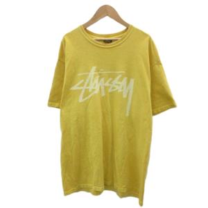 Tシャツ カットソー L 黄 イエロー ロゴプリント 半袖 /SM58 ECE003