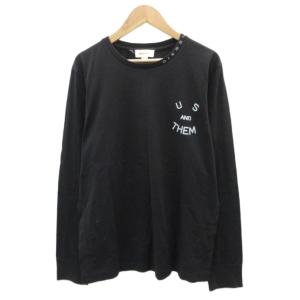 Tシャツ カットソー M 黒 ブラック ラウンドネック ロゴプリント 長袖 /SM63 ECE003