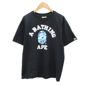 Tシャツ カットソー S 黒 ブラック 半袖 ロゴプリント カモフラージュ柄 /SM19 ECE003