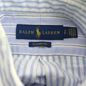 RALPH LAUREN ボタンダウンシャツ 長袖 ストライプ S P ライトブルー ホワイト /ES ECE003