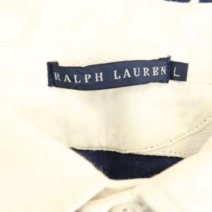 RALPH LAUREN ラガーシャツ カットソー 長袖 L ネイビー ホワイト /ES ECE003