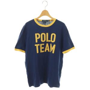 CLASSIC FIT Tシャツ カットソー S/P 紺 ネイビー 黄色 半袖 ロゴプリント /YM ECE003
