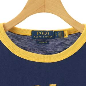 POLO RALPH LAUREN CLASSIC FIT Tシャツ カットソー S/P 紺 ネイビー 黄色 半袖 ロゴプリント /YM ECE003