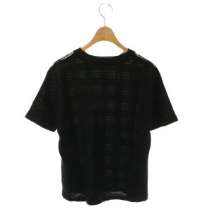 BURBERRY LONDON ニット セーター チェック 半袖 ウール L 黒 ブラック 白 赤 ラウンドネック /YM ECE003