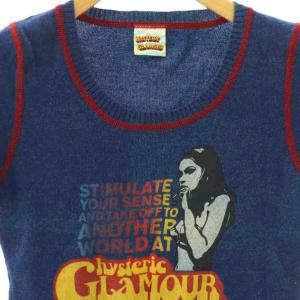 HYSTERIC GLAMOUR ニット カットソー 薄手 半袖 ロゴ F 青 ブルー 2NS-2990 /HN ECE003