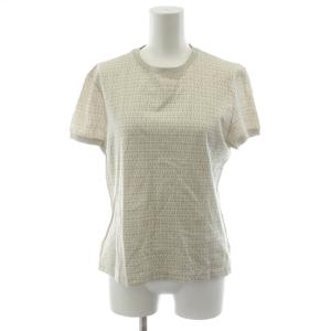 Tシャツ カットソー 半袖 総柄 40 ベージュ 白 ホワイト /AN65 ECE003
