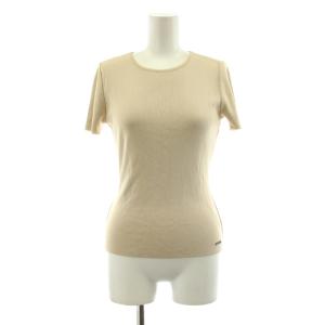 Tシャツ カットソー リブ 半袖 クルーネック ベージュ 18404 /KU ECE003
