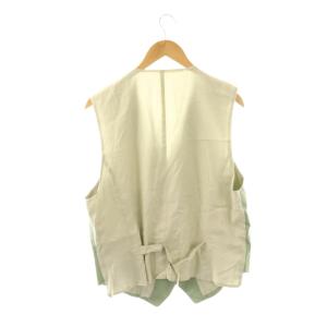Papas ベスト ジレ 前開き リネン混 50 L スモークグリーン アイボリー /ES ECE003