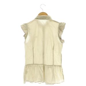 BURBERRY BLUE LABEL シャツ ブラウス レギュラーカラー フリル ロゴ ノバチェック柄 38 グレージュ /BB ECE003