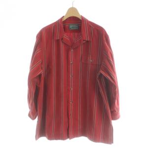 POLO COUNTRY シャツ L 赤 レッド ストライプ柄 開襟 長袖 /AP ECE003
