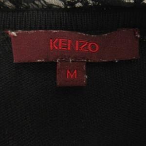 KENZO カーディガン ニット シルクカシミヤ フリル ブラック M 260317E ECE003