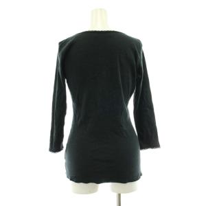 HYSTERIC GLAMOUR Tシャツ カットソー リブ Vネック 七分袖 レース プリント F 黒 ブラック 2CL-9880 /KU