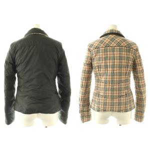BURBERRY BLUE LABEL ジャケット 中綿 ジップアップ リバーシブル チェック 40 ベージュ ブラック /HK ECE003