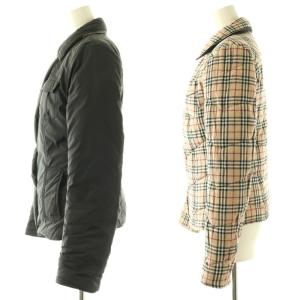 BURBERRY BLUE LABEL ジャケット 中綿 ジップアップ リバーシブル チェック 40 ベージュ ブラック /HK ECE003