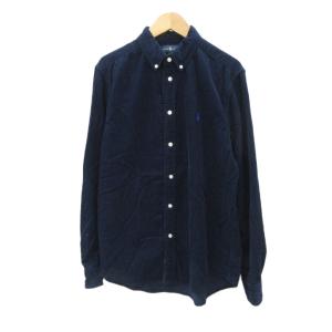 コーデュロイシャツ カジュアルシャツ XL 紺 長袖 ボタンダウンカラー ロゴ刺繍 /SY47 ECE003