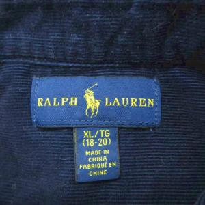 RALPH LAUREN コーデュロイシャツ カジュアルシャツ XL 紺 長袖 ボタンダウンカラー ロゴ刺繍 /SY47 ECE003