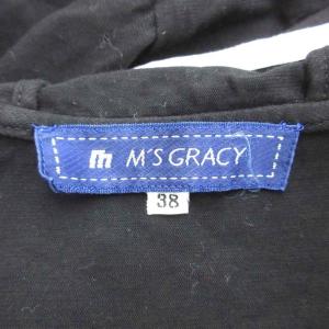 M'S GRACY ジャケット パーカー 上着 38 黒 ブラック パイピング フリル ジップアップ ミドル丈 /YS27