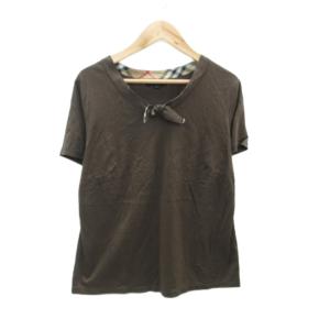 Tシャツ カットソー 小さいサイズ 4 茶 ブラウン Vネック 半袖 /YS37 ECE003