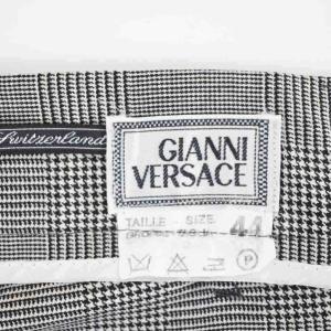 GIANNI VERSACE 2タック パンツ スラックス 千鳥格子 ハウンドトゥース 44 グレー ECE003
