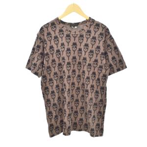 Tシャツ 総柄 M 茶 ブラウン PG-T040 ECE003