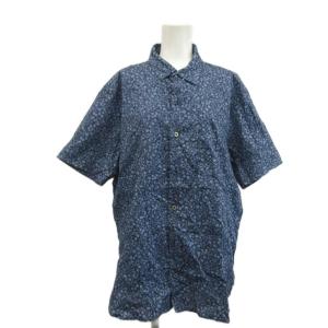 シャツ 半袖 花柄 総柄 大きいサイズ 50 紺 ネイビー /XZ ECE003
