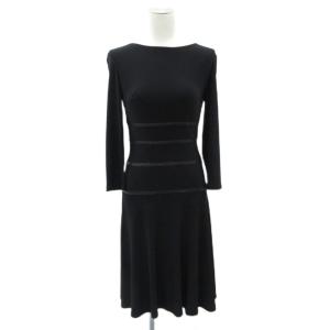 ドレス DRESS ワンピース ミモレ丈 0 XS 黒 長袖 ボートネック /SY14 ECA003