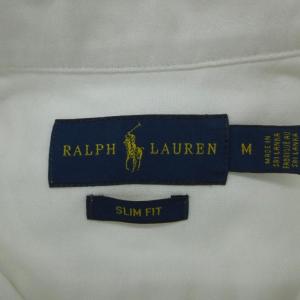 RALPH LAUREN カジュアルシャツ M 白 長袖 ボタンダウンカラー ロゴ刺繍 /SY46 ECA003