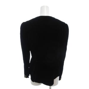 HANAE MORI ヴィンテージ セットアップ ジャケット タイトスカート ベロア ビジューボタン 9 黒 ブラック /YJ