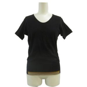 カットソー ONE 黒 ブラック Vネック 半袖 裾切り替え Tシャツ /PP ECA003