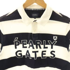 PEARLY GATES ポロシャツ ボーダー 半袖 ゴルフ 6 ホワイト ネイビー /HK ECA003