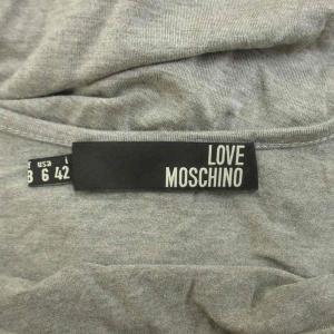 LOVE MOSCHINO チュニック Tシャツ カットソー フレンチスリーブ Uネック 花柄 ロゴ プリント 刺繍 42 グレー