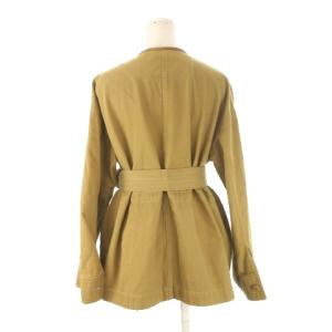 JILL STUART ジャケット 上着 カバーオール M 茶 ブラウン カーキ ノーカラー 長袖 ベルト付き /CK30 ECA003