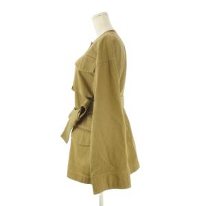 JILL STUART ジャケット 上着 カバーオール M 茶 ブラウン カーキ ノーカラー 長袖 ベルト付き /CK30 ECA003