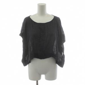 ISSEY MIYAKE セットアップ シャツ ブラウス 半袖 フレアスカート ひざ丈 リネン混 麻 9 グレー JL12139