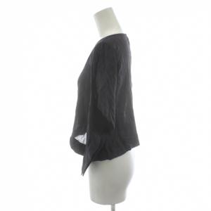 ISSEY MIYAKE セットアップ シャツ ブラウス 半袖 フレアスカート ひざ丈 リネン混 麻 9 グレー JL12139
