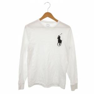 Tシャツ XS CUSTOM SLIM FIT 白 ホワイト 長袖 ラウンドネック ビッグポニー ロゴ刺繍