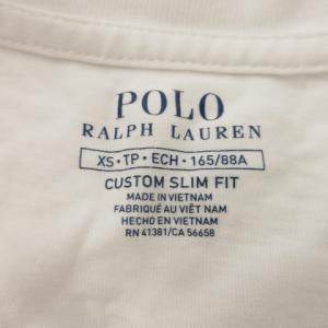POLO RALPH LAUREN Tシャツ XS CUSTOM SLIM FIT 白 ホワイト 長袖 ラウンドネック ビッグポニー ロゴ刺繍