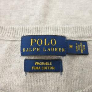 POLO RALPH LAUREN ニットソー Tシャツ M グレー 長袖 ラウンドネック ロゴ刺繍 /MN2 GY70