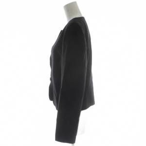 LANVIN ノーカラージャケット 上着 38 黒 ブラック 長袖 ショート丈 0703108-00-A14 /GG