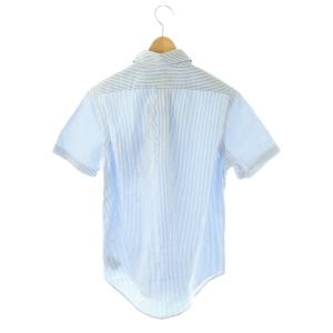RALPH LAUREN シャツ ストライプ 半袖 ボタンダウン XS ライトブルー ホワイト /HK GY59