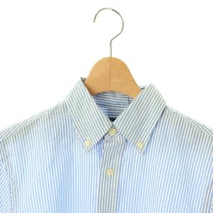 RALPH LAUREN シャツ ストライプ 半袖 ボタンダウン XS ライトブルー ホワイト /HK GY59